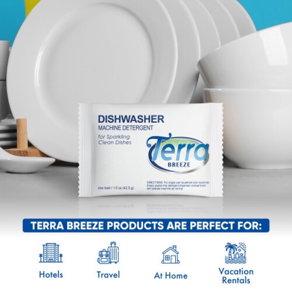 Terra Breeze Automatic Dishwasher Detergent Powder 1.5 oz. Individually Wrapped Packets (50 packs)
